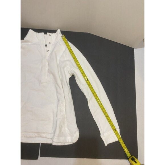 T by Talbots UPF 50+ Slub Terry 1/4 Snap Long Sleeve Pullover White Women’s Med - Picture 7 of 9